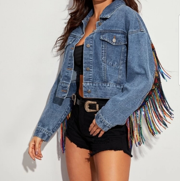 ●SOLD OUT●NEW FRINGE BACK DENIM TRUCKER JACKET - Picture 2 of 5